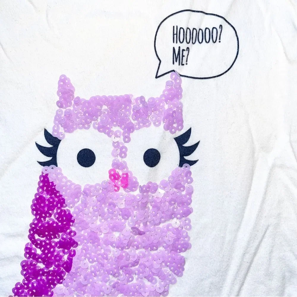 Girls sequin owl tee